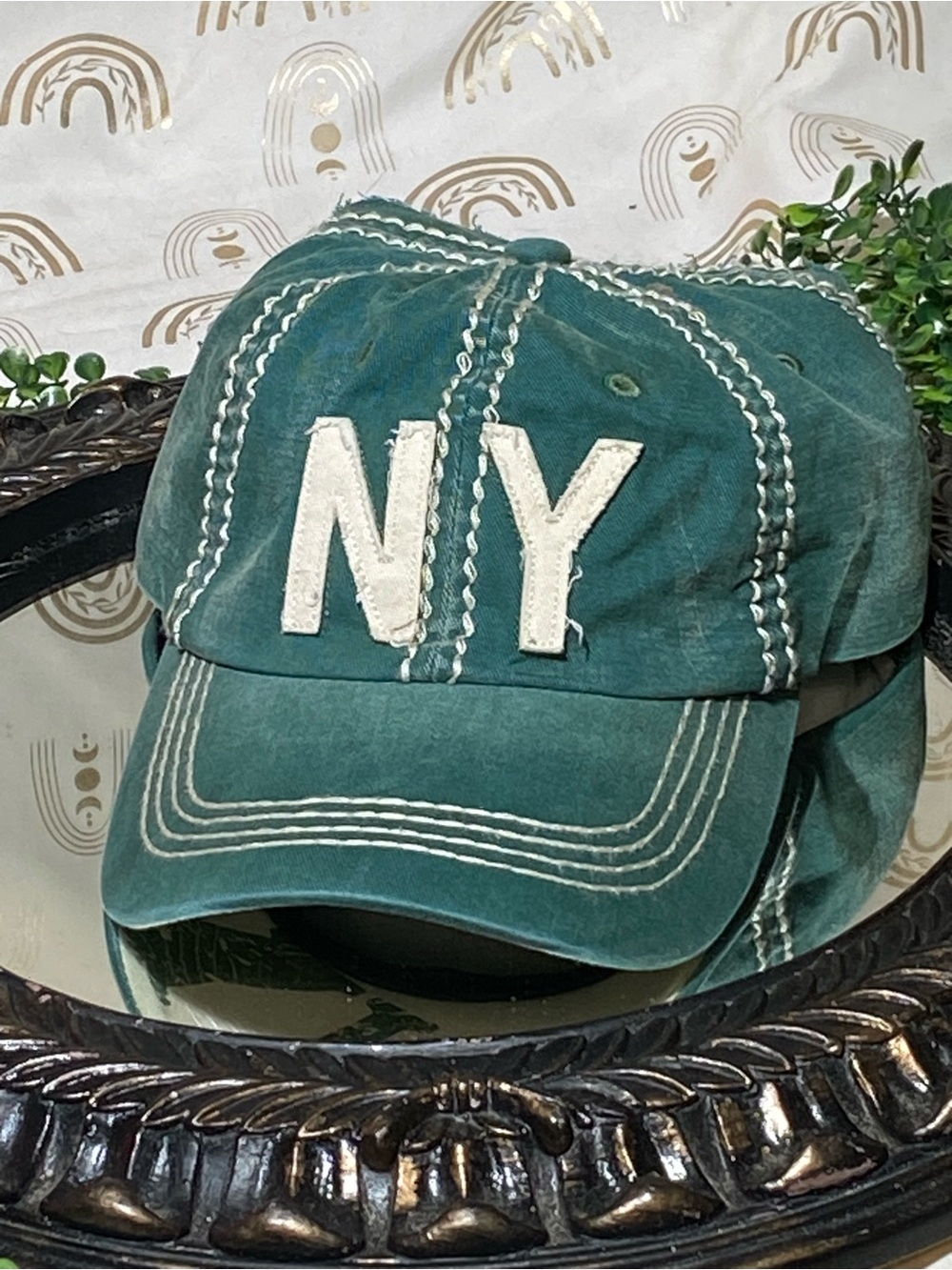 KBETHOS Teal and Black Cap with White Embroidery